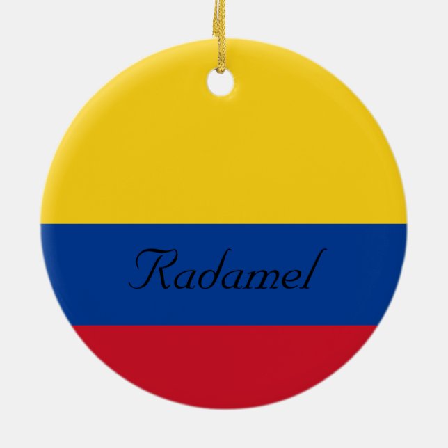 Ornamento De Cerâmica Custom Flag of Colombia Yellow Blue Red (Traseira)