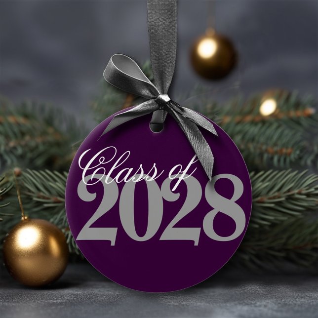 Ornamento De Cerâmica Custom Graduation | Eggplant Gray Grad Keepsake (Criador carregado)