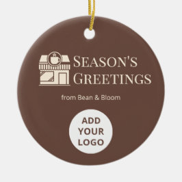 Ornamento De Cerâmica Custom Holiday Logo Ornament for Coffee Shops