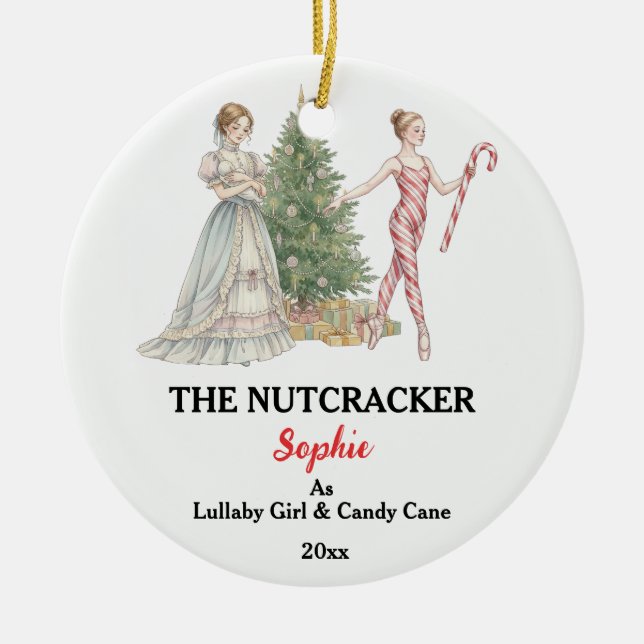 Ornamento De Cerâmica Custom Lullaby Girl Nutcracker Photo Christmas (Frente)