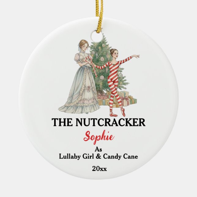 Ornamento De Cerâmica Custom Lullaby Girl Nutcracker Photo Christmas (Frente)