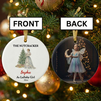 Ornamento De Cerâmica Custom Lullaby Girl Nutcracker Photo Christmas