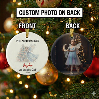 Ornamento De Cerâmica Custom Lullaby Girl Nutcracker Photo Christmas