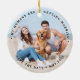 Ornamento De Cerâmica Custom Modern Engagement Pet Wedding Dog Photo (Traseira)