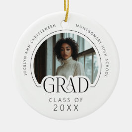 Ornamento De Cerâmica Custom Modern Photo Keepsake Graduation