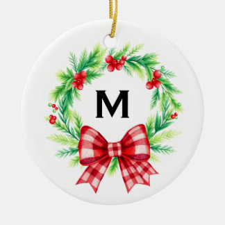 Ornamento De Cerâmica Custom Monogram First Christmas Married Ornament
