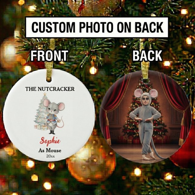 Ornamento De Cerâmica Custom Mouse Nutcracker Photo Christmas (Criador carregado)