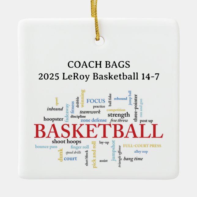 Ornamento De Cerâmica Custom Name Coach Word Cloud (Frente)