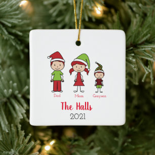 Ornamento De Cerâmica Custom Name Personalized Family Christmas
