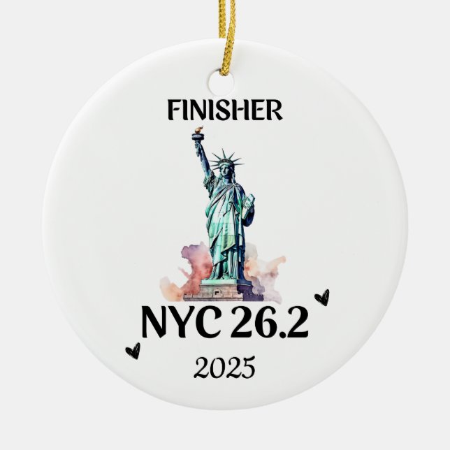 Ornamento De Cerâmica Custom New York 2025 Marathon Ornament Finisher    (Frente)