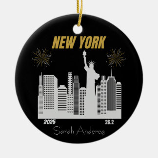 Ornamento De Cerâmica Custom New York 2025 Marathon Runner Gift