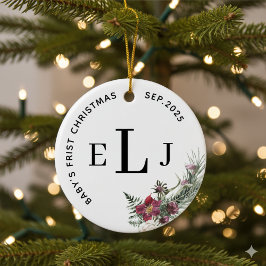 Ornamento De Cerâmica Custom Ornament for Baby's First Christmas & Date