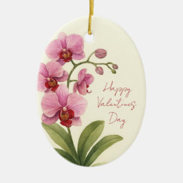 Ornamento De Cerâmica Custom Oval Ceramic Ornament with Orchid Flower