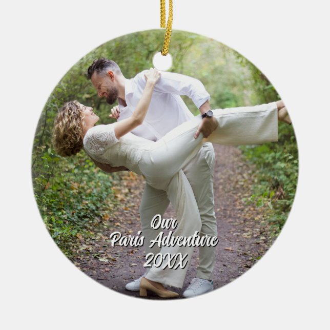 Ornamento De Cerâmica Custom Paris Travel Photo Christmas Tree (Frente)