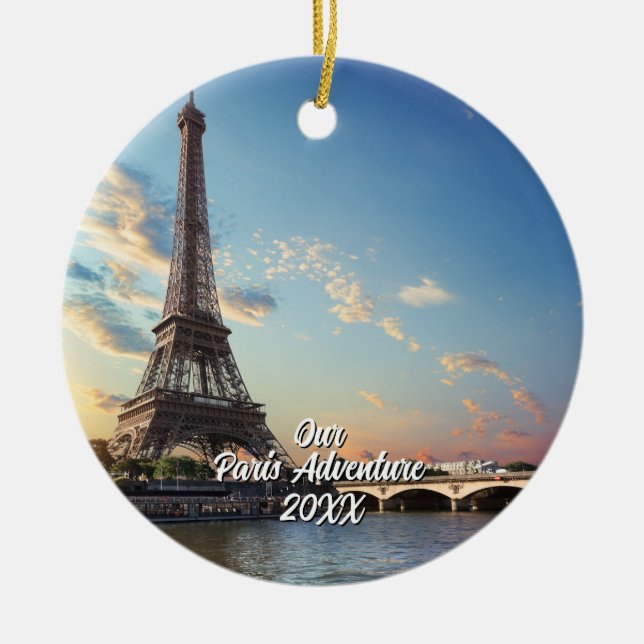 Ornamento De Cerâmica Custom Paris Travel Photo Christmas Tree (Frente)