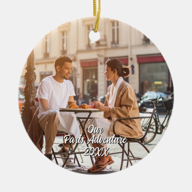 Ornamento De Cerâmica Custom Paris Travel Photo Christmas Tree (Frente)
