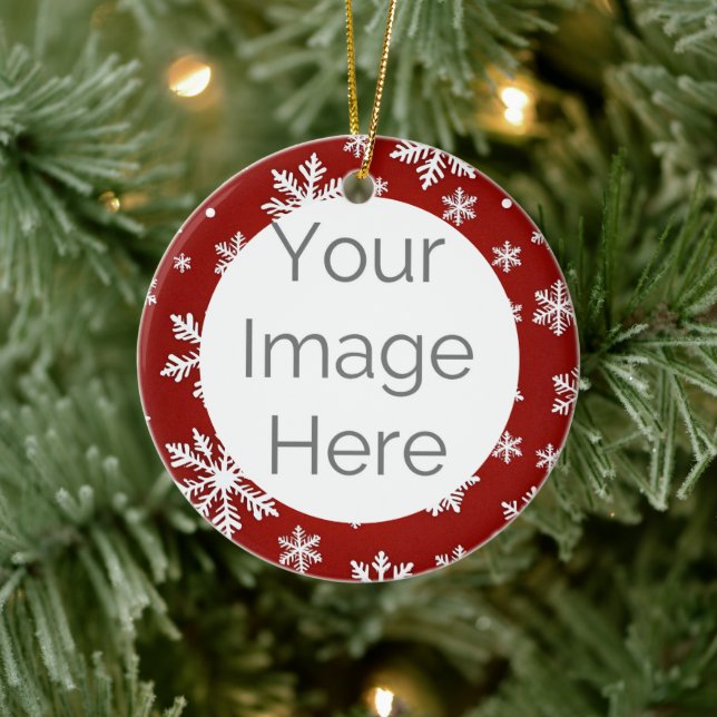 Ornamento De Cerâmica custom photo christmas snow  (Árvore)