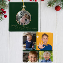 custom photo collage Merry Christmas bauble