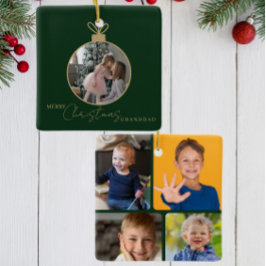 Ornamento De Cerâmica custom photo collage Merry Christmas bauble