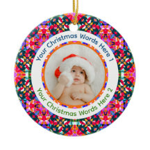 Custom Photo Merry Christmas Modern Colorful