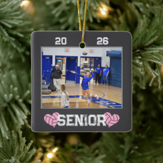 Ornamento De Cerâmica Custom Photo Senior Year Volleyball