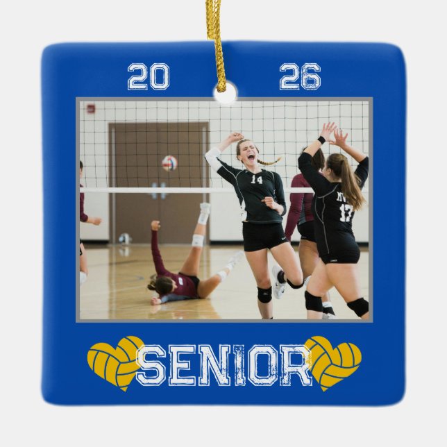 Ornamento De Cerâmica Custom Photo Senior Year Volleyball  (Frente)