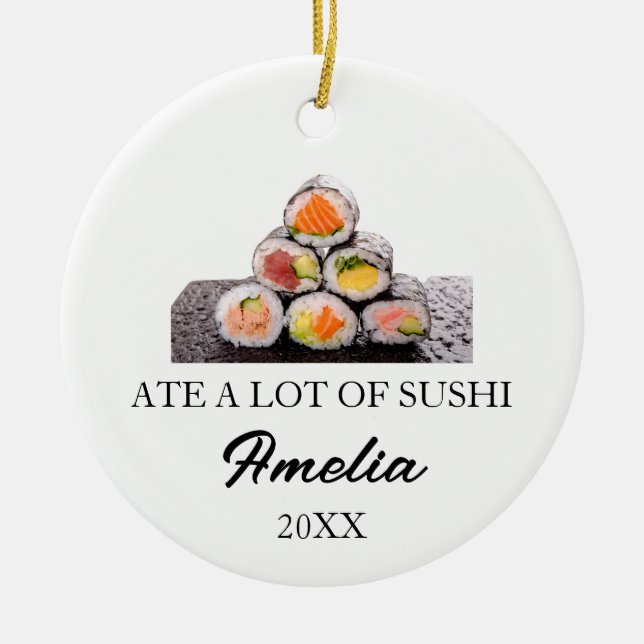 Ornamento De Cerâmica Custom Sushi Christmas, Funny Sushi Gifts  (Frente)