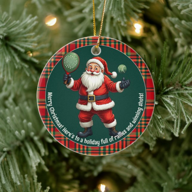 Ornamento De Cerâmica 🎾🎄Custom text, Deck the Court (Árvore)