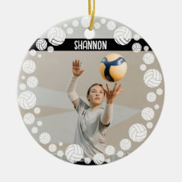 Ornamento De Cerâmica Custom Volleyball Picture Name Year