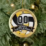 Ornamento De Cerâmica Custom World's Greatest Volleyball Player - Yellow<br><div class="desc">🥇AN ORIGINAL COPYRIGHT ART DESIGN by Donna Siegrist ONLY AVAILABLE ON ZAZZLE! DIY Volleyball Sport Player Christmas Ornament ready for you to personalize. Featured in a orange, black and gold colors ready for you to add your number, year and name and saying if you need to change it. A great...</div>