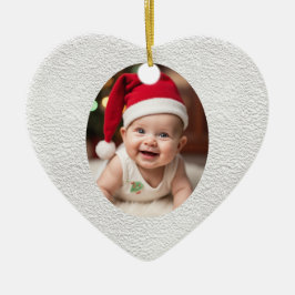 Ornamento De Cerâmica Customisable Baby's First Christmas Heart
