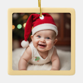 Ornamento De Cerâmica Customisable Baby's First Christmas Square