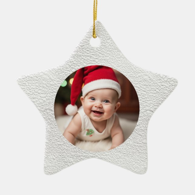 Ornamento De Cerâmica Customisable Baby's First Christmas Star (Frente)