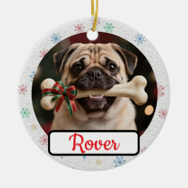 Ornamento De Cerâmica Customisable Dog And Bone Pet Owner's Christmas
