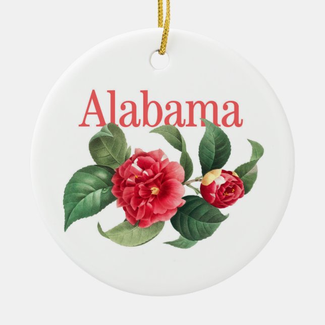 Ornamento De Cerâmica Customizable Alabama Ornament with Camellia (Frente)
