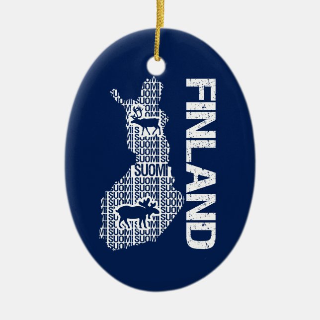 Ornamento De Cerâmica Customizable FINLAND MAP ornament (Frente)