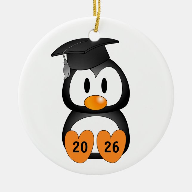 Ornamento De Cerâmica Customizable Graduation Penguin (Frente)