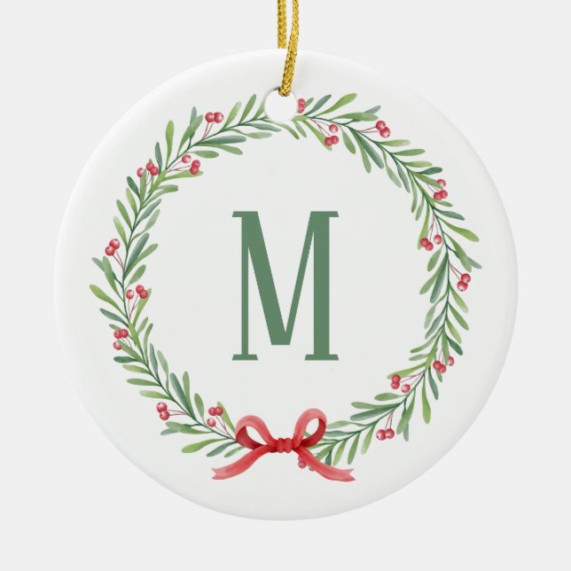 Ornamento De Cerâmica Customizable Holiday Letter and Gift Stickers  (Frente)