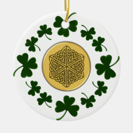 Ornamento De Cerâmica CUSTOMIZÁVEL! Trevos - céltico irlandês Dourado