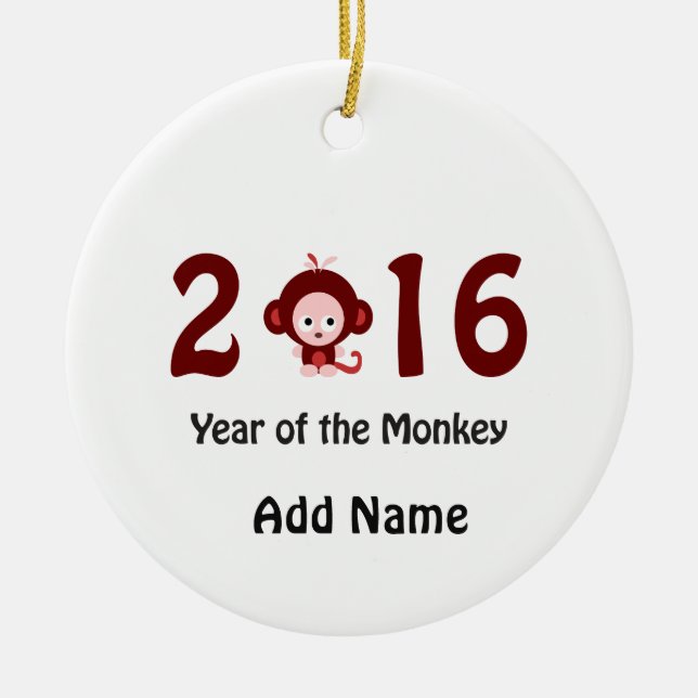 Ornamento De Cerâmica Cute 2016 ano do macaco (Frente)