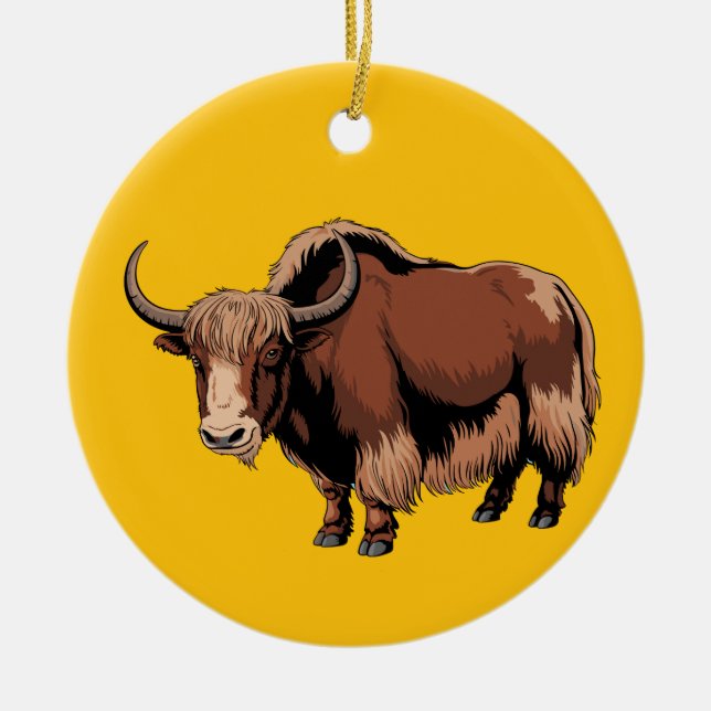 Ornamento De Cerâmica Cute & adorable brown Yak  (Frente)