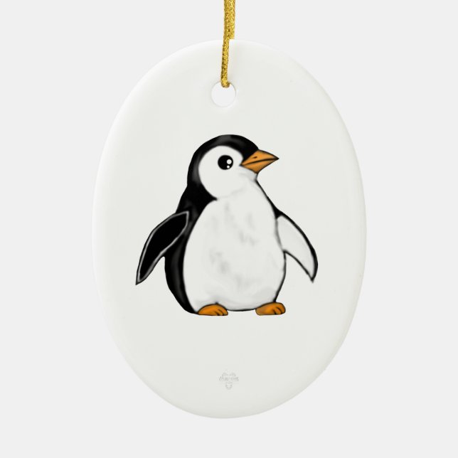 Ornamento De Cerâmica Cute and Chonky Penguin Snowflake Ornament (Frente)