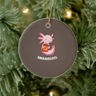 Ornamento De Cerâmica Cute Axolotl Lover Snaxolotl Kawaii Axolotl Comida