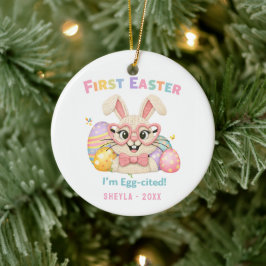 Ornamento De Cerâmica Cute Bunny Baby's First Easter 