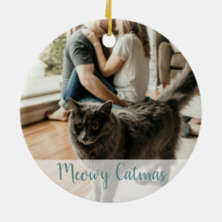 Ornamento De Cerâmica Cute Cat Lover Winter Meowy Catmas Christmas