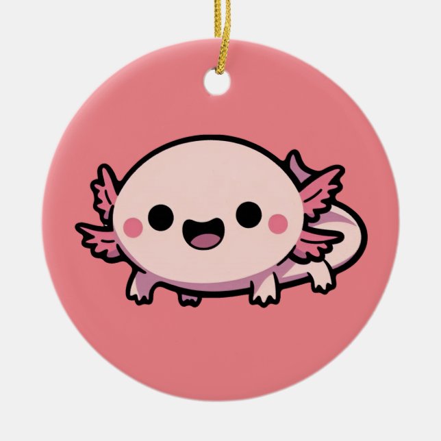Ornamento De Cerâmica Cute Chibi Axolotl (Frente)