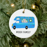 Ornamento De Cerâmica Cute Christmas Camper RV Holiday CUSTOM<br><div class="desc">Decorate your home with this fun motorhome ornament. Makes a great holiday,  housewarming or wedding gift! You can customize it and add text too. Check my shop for lots more colors and patterns!</div>