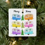 Ornamento De Cerâmica Cute Christmas Camper VintageTrailers RV Xmas<br><div class="desc">Hit the road with this sweet ornament with a vintage inspired motorhome design. Customize it by adding your own text. Check my shop for more!</div>
