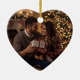 Ornamento De Cerâmica Cute Couples First Christmas Ornament | Custom