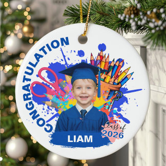 Ornamento De Cerâmica Cute Custom Photo Kindergarten Graduation